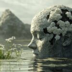 Ilustración de un cerebro con sesgos cognitivos que influyen en las decisiones financieras